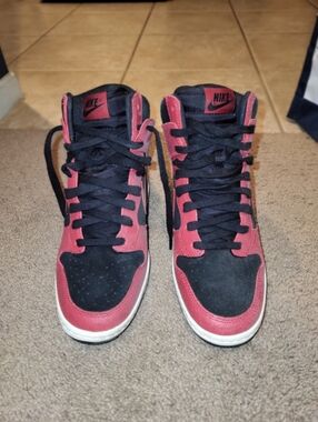 Nike Black and Red High-Top Hidden Wedge Sneakers